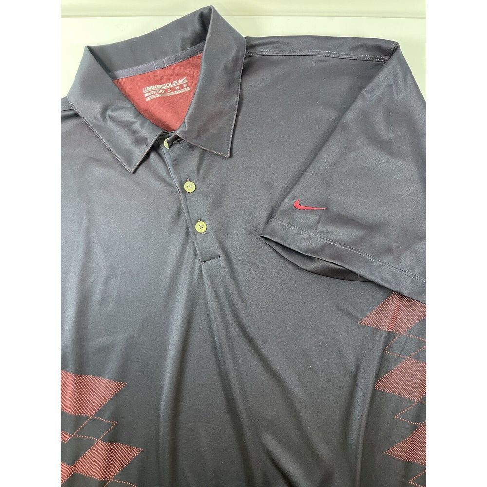 Nike‎ Golf Polo Shirt Men XL Argyle Dri-Fit Purple Active Athleisure Geo Wicking